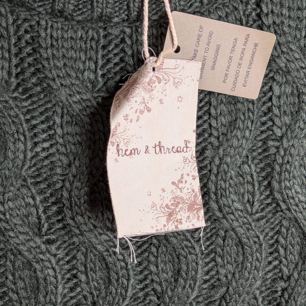 Dark Green Cable Knit Sweater - Picture 3 of 6